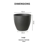 Stone Textured Round Plastic Planter Black - Image 4