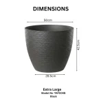 Stone Textured Round Plastic Planter Black - Image 5