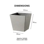 Stone Textured Square Plastic Planter Light Gray - Image 4