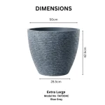 Stone Textured Round Plastic Planter Blue Gray - Image 5