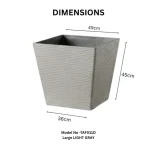 Stone Textured Square Plastic Planter Light Gray - Image 2