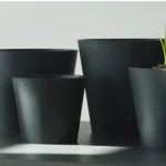 Minimalist Mini Wide Rim Round Plastic Planter Black - Image 9