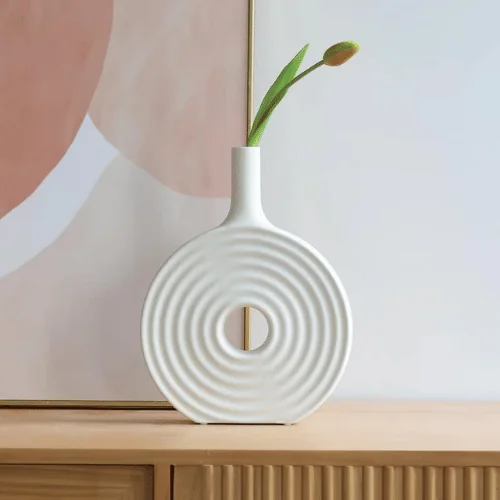 Ripple Rhythm Halo White Table Vase