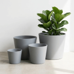 Rim Round Plastic Planter Blue Gray