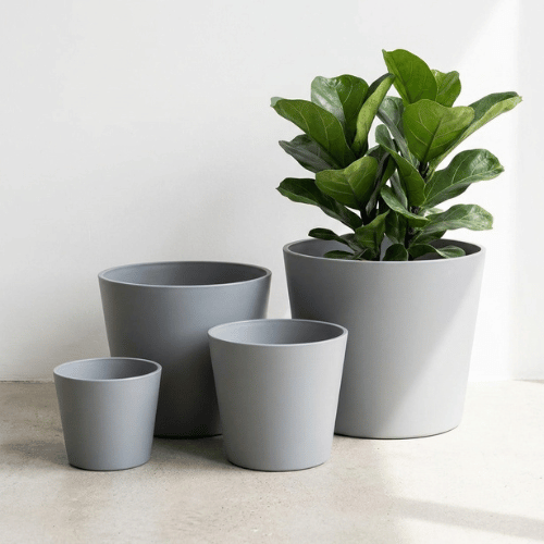 Rim Round Plastic Planter Blue Gray