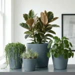 Minimalist Mini Wide Rim Round Plastic Planter Blue Gray - Image 10