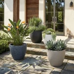 Stone Textured Round Planter Large - Image 7