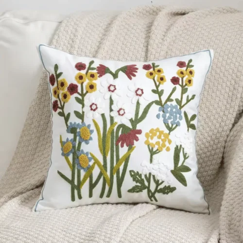 Meadow Embroidered Decorative Cushion Cover 