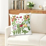 Botanical Meadow Embroidered Decorative Cushion Cover  - Image 3