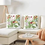 Botanical Meadow Embroidered Decorative Cushion Cover  - Image 5