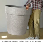 Stone Textured Round Plastic Planter Light Gray - Image 7