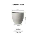 Stone Textured Round Plastic Planter Light Gray - Image 3
