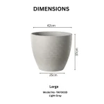 Stone Textured Round Plastic Planter Light Gray - Image 4