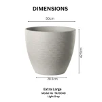 Stone Textured Round Plastic Planter Light Gray - Image 5
