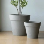 Textured Round Plastic Planter Light Gray