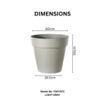 Stone Textured Round Plastic Planter Light Gray - Image 2