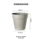 Stone Textured Round Plastic Planter Light Gray - Image 3