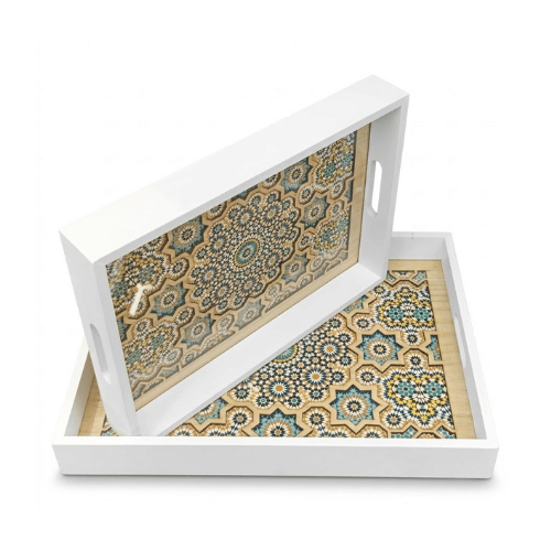 Prism Decorative Wooden Serving Tray Set