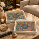 Boho Prism Decorative Wooden Serving Tray Set - Image 7