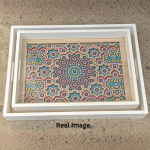 Boho Prism Decorative Wooden Serving Tray Set - Image 5