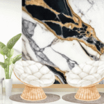 TAITA Luxurious PVC UV Marble Sheet Black Abstract - Continuous Pattern Series - Image 2