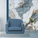TAITA Luxurious PVC UV Marble Sheet Blue Glossy - Continuous Pattern Series - Image 2