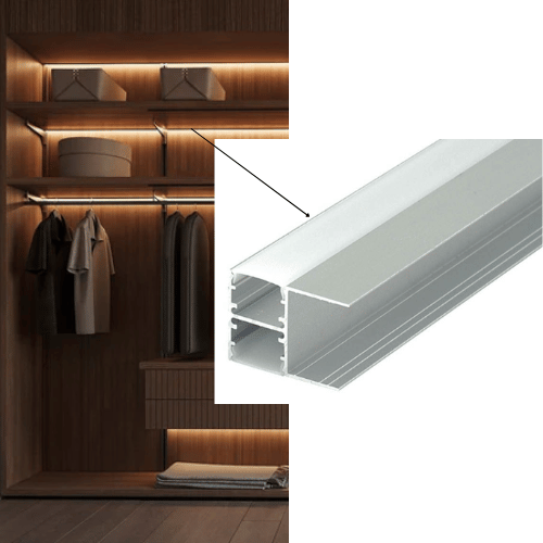 Dual-Sided LED Profile for Cabinet Shelves