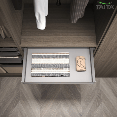 41 TAITA Elite Wardrobe Pull Out Leather Storage Shelf - Image 5