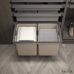 TAITA Elite Wardrobe Pull Out Leather Double Laundry/Storage Basket - Image 5