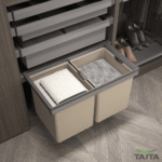 TAITA Elite Wardrobe Pull Out Leather Double Laundry/Storage Basket - Image 4