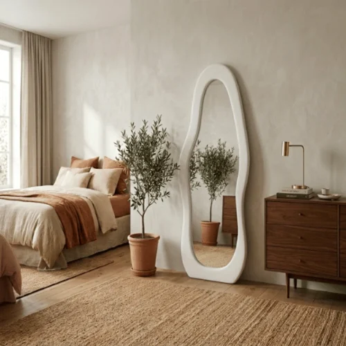 Wavy Flannel Floor Length Standing Mirror