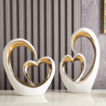 Modern Ceramic Heart and Oval Sculpture Ornament - Image 4