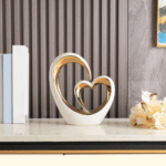 Modern Ceramic Heart and Oval Sculpture Ornament - Image 3