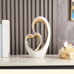 Modern Ceramic Heart and Oval Sculpture Ornament - Image 5