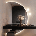 Half Moon Floating Mirror with Light
