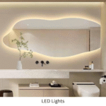 Modern Floating Wall Mount Horizontal Mirror with LED Light - Image 3