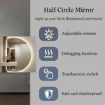 Modern Half Moon Floating Mirror with Light - Image 7