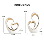 Modern Ceramic Heart and Oval Sculpture Ornament - Image 2