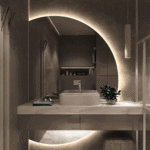 Modern Half Moon Floating Mirror with Light - Image 6