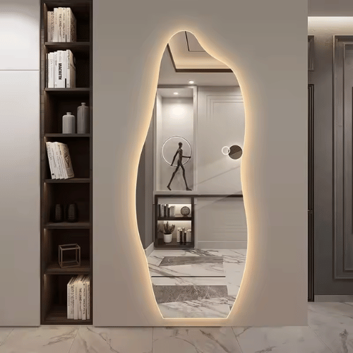 Floating Wall Mount Mirror with LED Light