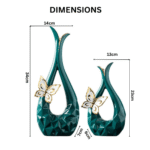 Unique Teardrop Ceramic Butterfly Vase Set Green - Image 2