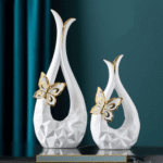 Teardrop Ceramic Butterfly Vase Set White 