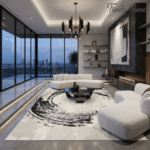 Vintage Eclipse Ink Art Rug