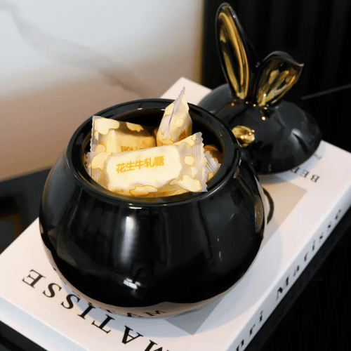 Black And Gold Decorative Trinket Storage Jar TAJ040