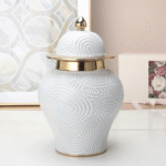 Luxury Embossed Ceramic Decorative Ginger Pot - Image 3