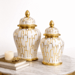 Luxury Geometric Ceramic Decorative Ginger Pot - Image 3
