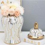 Luxury Geometric Ceramic Decorative Ginger Pot - Image 4