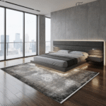 Luxury Abstract Bold Charcoal Border framed area Rug - Image 5