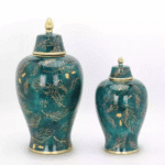 Marble Look Decorative Green Ginger Pot