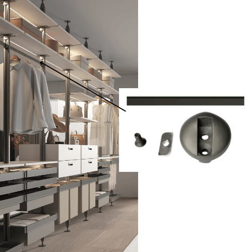 Wardrobe System Cloth Hanger Rod and Support